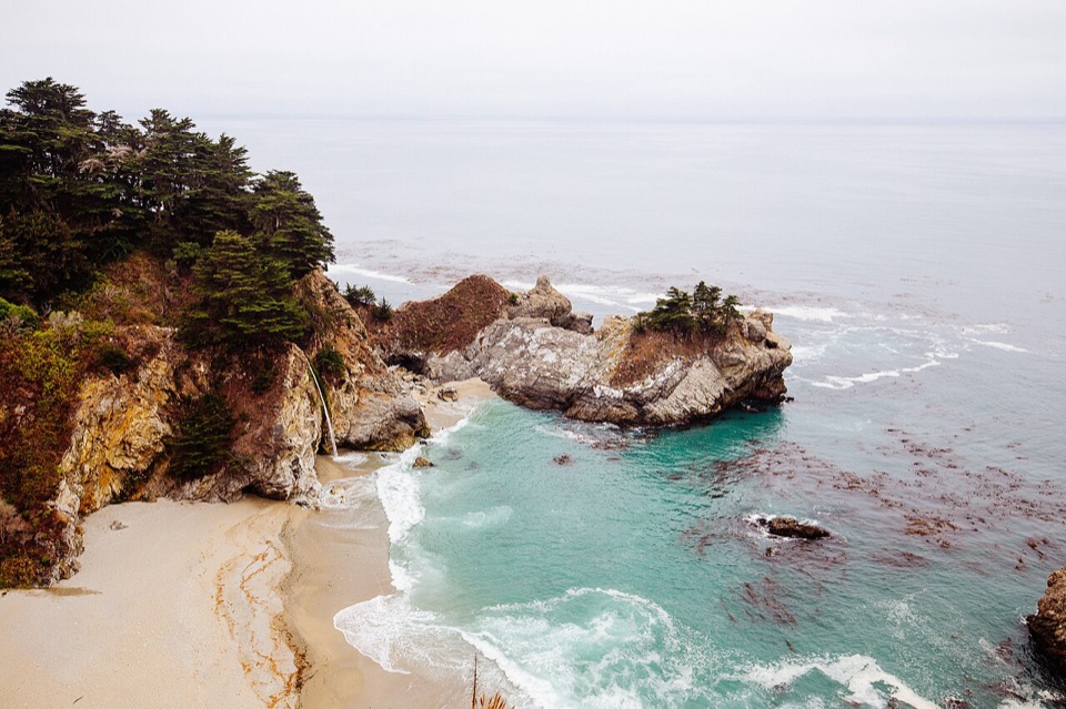 Scenic Big Sur coastline and Pacific Ocean cliffs in California