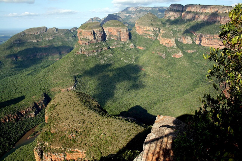 Panoramic view of the Three Rondavels and Blyde River Canyon in South Africa
