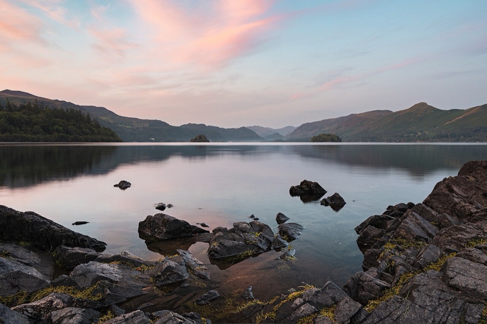 Tranquil lake and mountain reflections in the English Lake District, United Kingdom