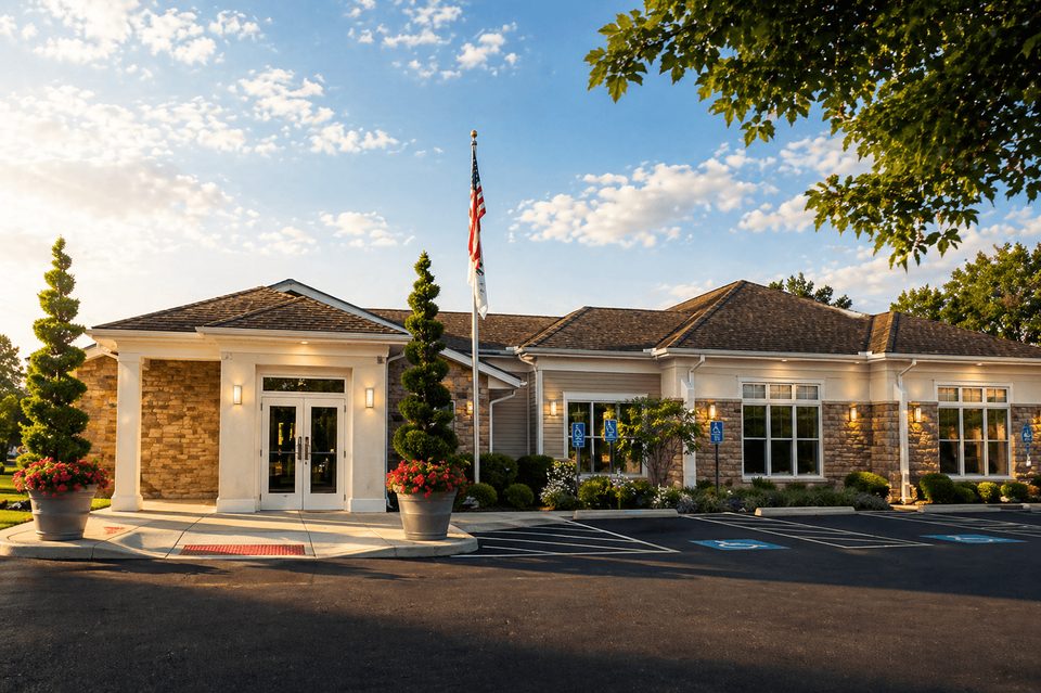 Arista Recovery Ohio: Main entrance exterior of the Arista Recovery Ohio inpatient and detox center in Hilliard