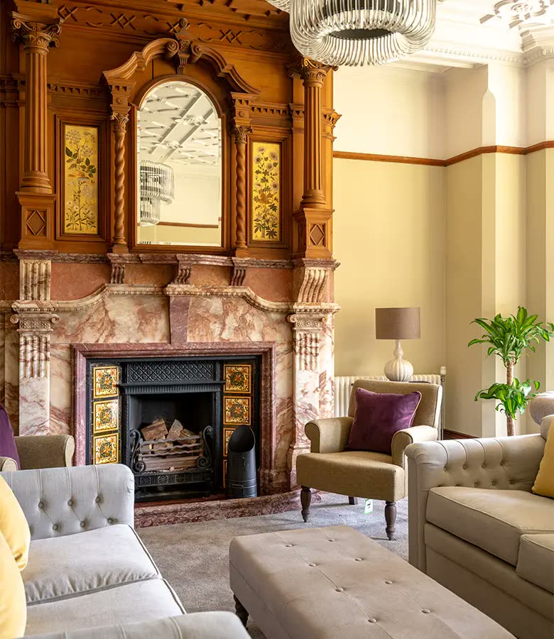 Steps Together Rainford Hall: Sunlit lounge and therapeutic group space inside Rainford Hall